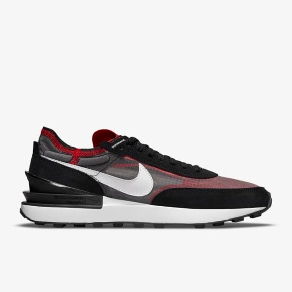 Nike Waffle One SE Black, Red, Grey and White Mesh Trainer Runner Running Shoe - Picture 3 of 12